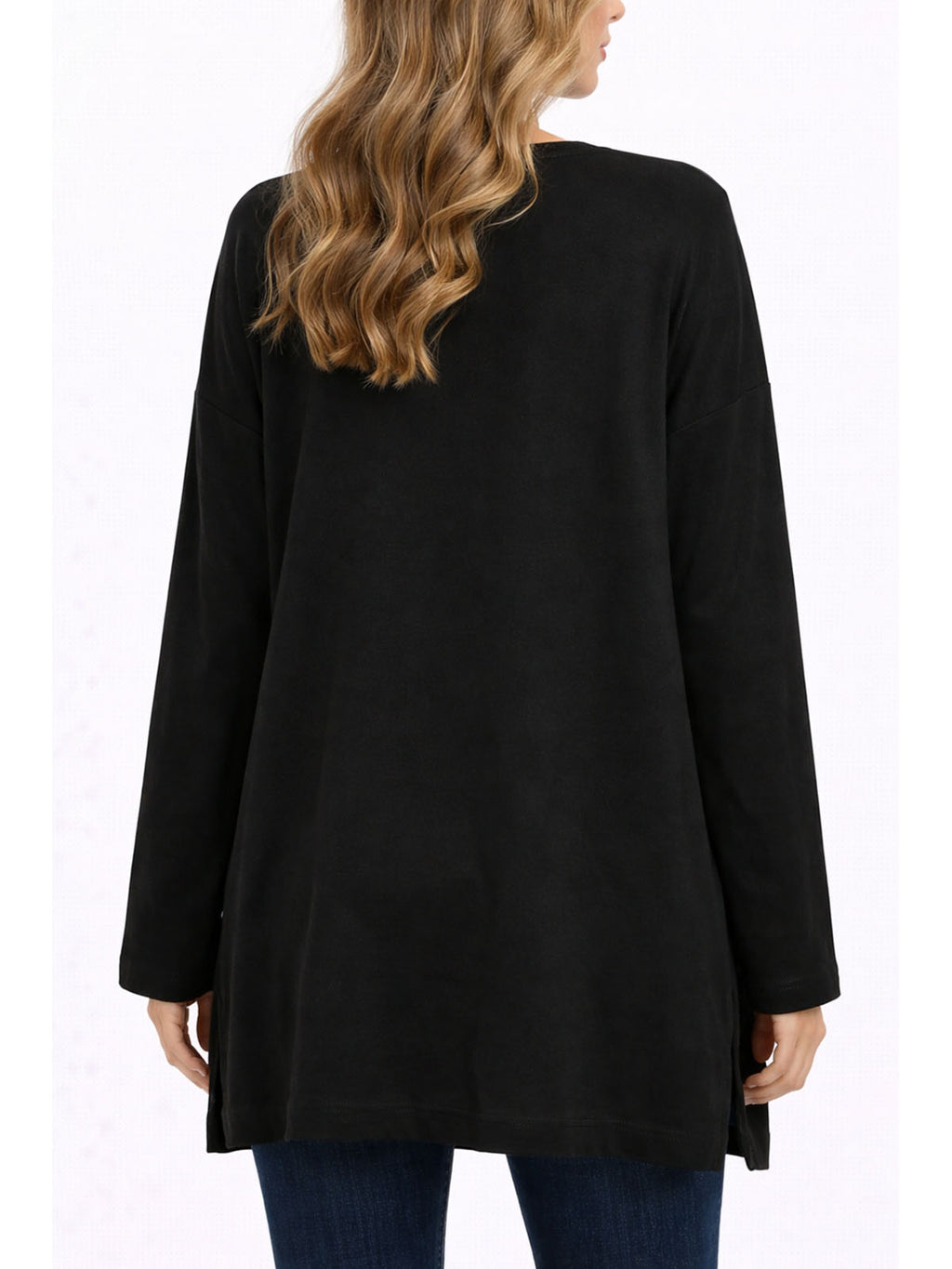 Black Supima Cotton Long Sleeve Tunic