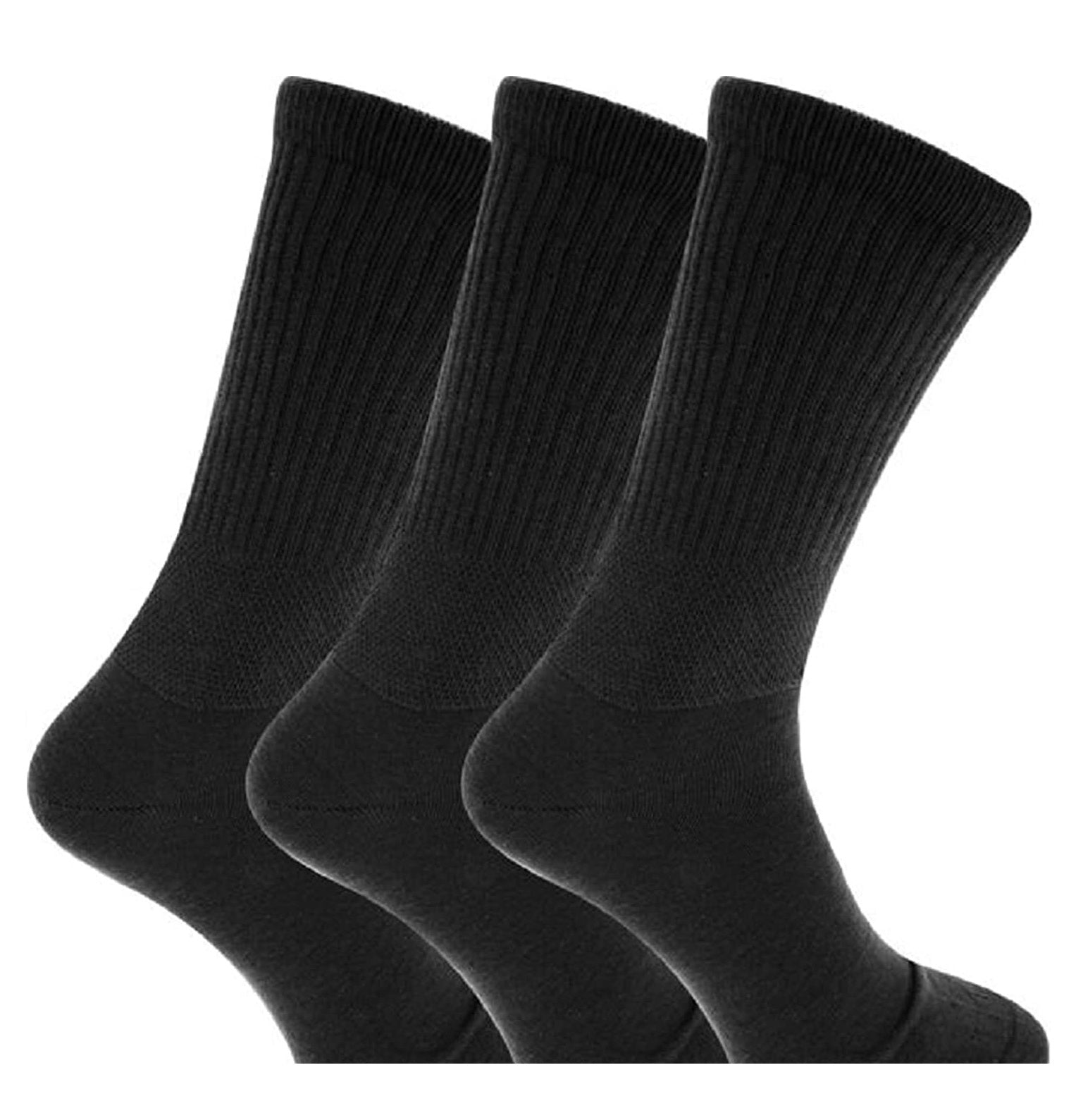 Ladies Diabetic Socks 4-8 Non-Binding Extra Wide Easy Stretch Cotton Rich Non-Slip Sole 3 Pairs