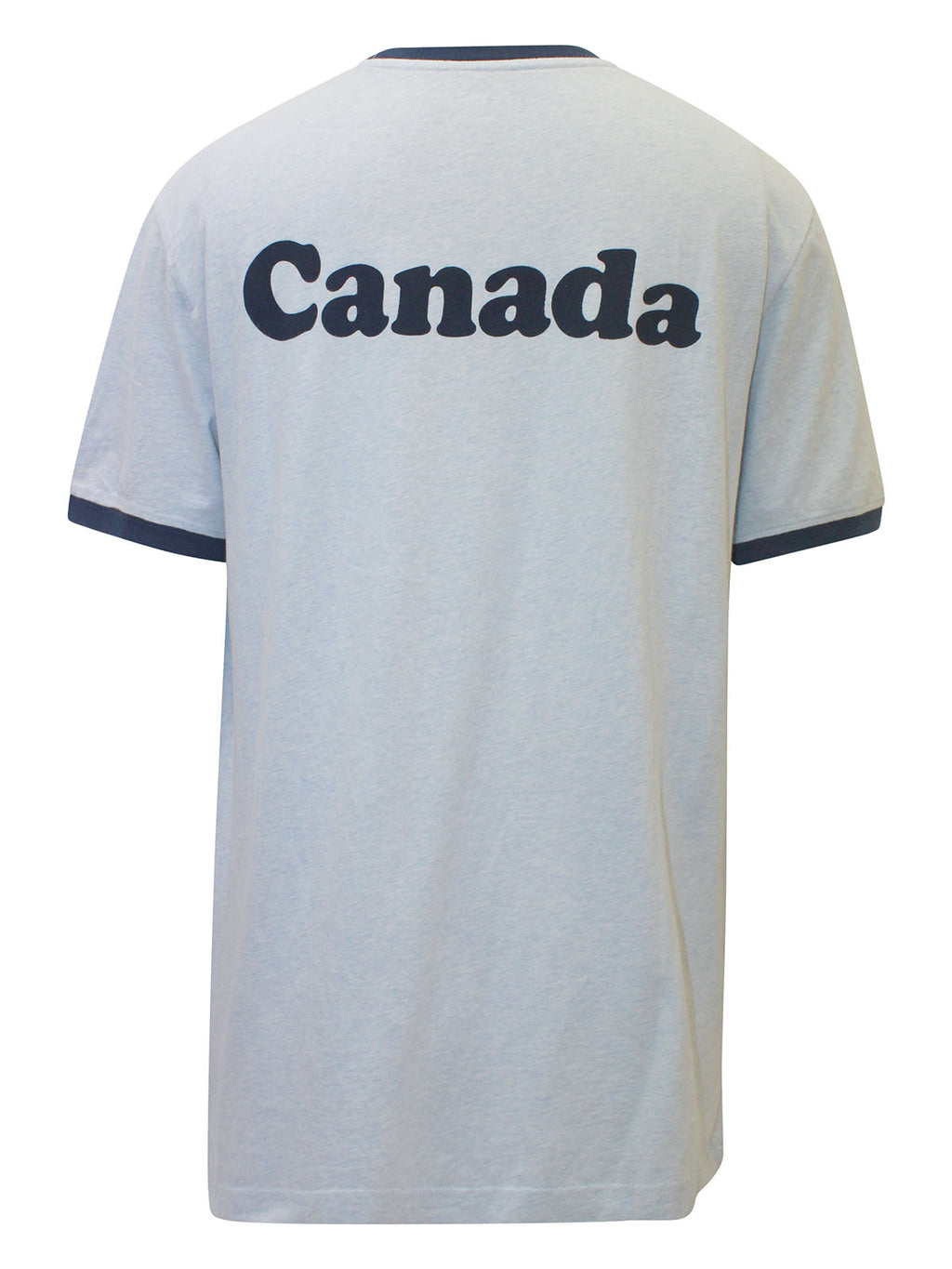 Mens Pure Cotton 'Canada' Back Ringer T-Shirt Sky Blue